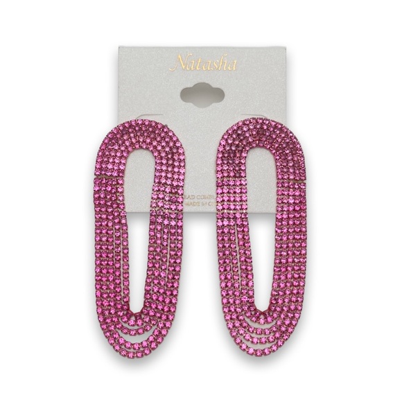 Natasha Jewelry - Natasha Pierced pink mesh earrings